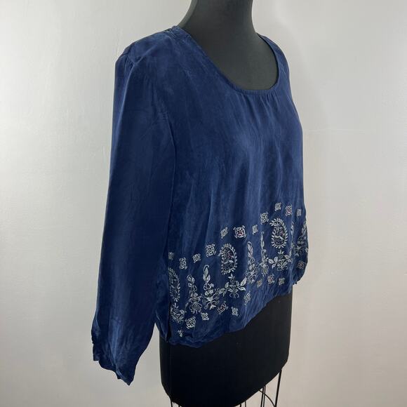 NWT Rabbit Rabbit Rabbit Designs Blue Paisley Long Sleeve Scoop Neck Size 12M - Picture 4 of 7